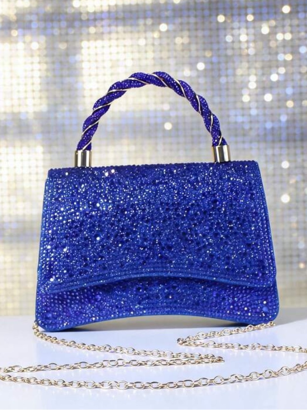 Elegant Sequin Top-Handle Bag in Fuchsia Pink - Picture 9 of 16